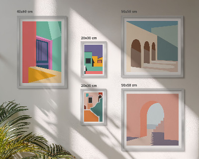 Väggdekoration tavelset Färgglada illustrationer av staden