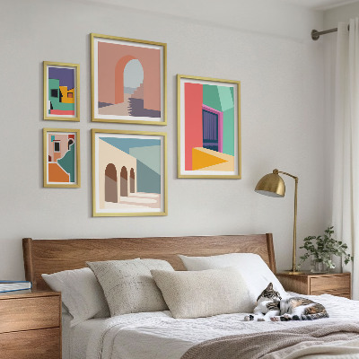 Väggdekoration tavelset Färgglada illustrationer av staden
