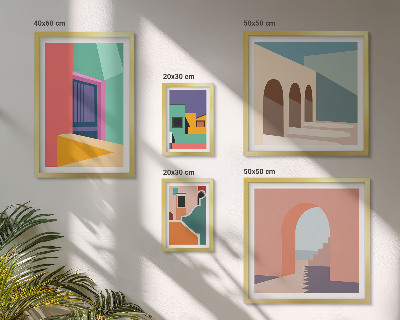 Väggdekoration tavelset Färgglada illustrationer av staden