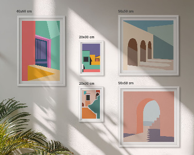 Väggdekoration tavelset Färgglada illustrationer av staden
