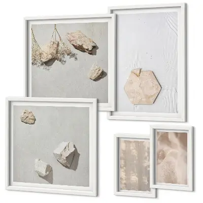 Set med 5 tavlor subtila naturliga boho-texturer