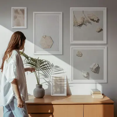 Set med 5 tavlor subtila naturliga boho-texturer