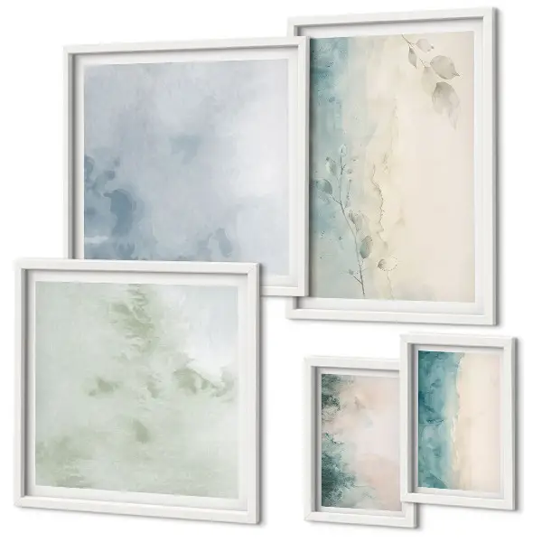 Spillda akvareller duk minimalism tavelvägg med 5 tavlor