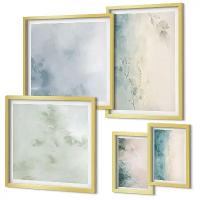 Spillda akvareller duk minimalism tavelvägg med 5 tavlor