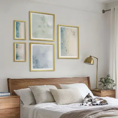 Spillda akvareller duk minimalism tavelvägg med 5 tavlor