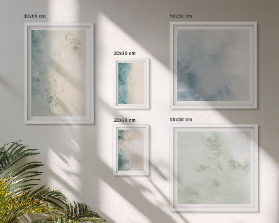 Tavelvägg med 5 tavlor Spillda akvareller duk minimalism