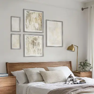 Tavelset med ljus texturerad färgdesign set om 5 tavlor