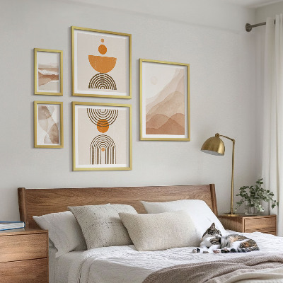 Tavelvägg med 5 tavlor Strukturer i olika nyanser av minimalism