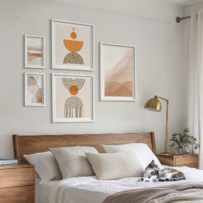 Tavelvägg med 5 tavlor Strukturer i olika nyanser av minimalism