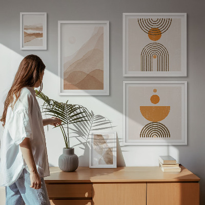 Tavelvägg med 5 tavlor Strukturer i olika nyanser av minimalism