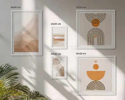 Tavelvägg med 5 tavlor strukturer i minimalistiska nyanser