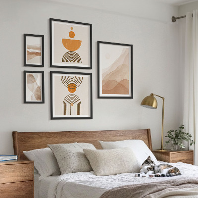 Tavelvägg med 5 tavlor Strukturer i olika nyanser av minimalism