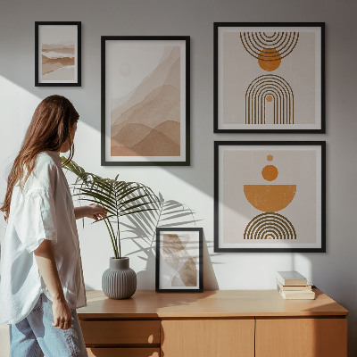 Tavelvägg med 5 tavlor Strukturer i olika nyanser av minimalism