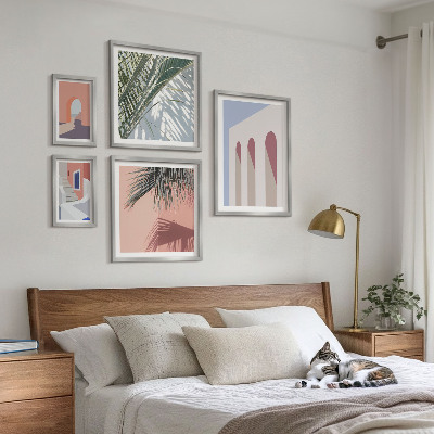 Väggdekoration tavelset Illustrationer av stadsarkitektur
