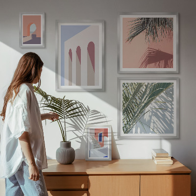 Väggdekoration tavelset Illustrationer av stadsarkitektur