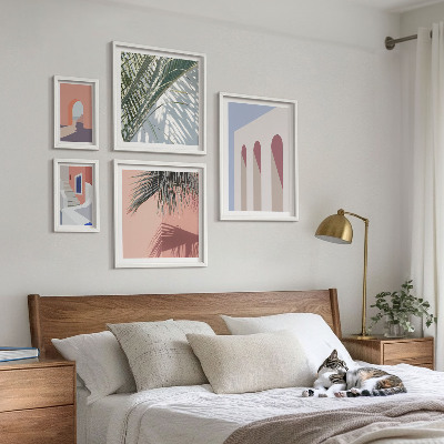 Väggdekoration tavelset Illustrationer av stadsarkitektur