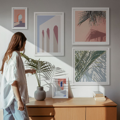 Väggdekoration tavelset Illustrationer av stadsarkitektur