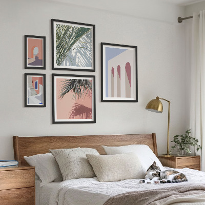 Väggdekoration tavelset Illustrationer av stadsarkitektur