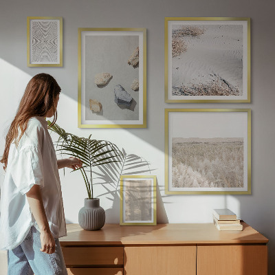 Tavelvägg med 5 tavlor Boho naturliga texturer