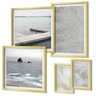 Tavelvägg med 5 tavlor abstrakt design med moderna texturer