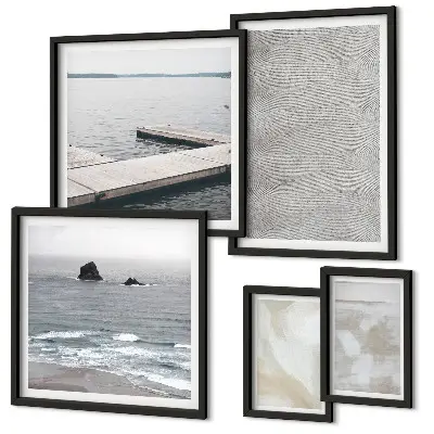 Tavelvägg med 5 tavlor abstrakt design med moderna texturer
