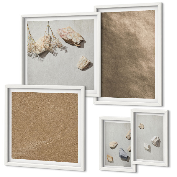 Set om 5 tavlor Stenar strand naturliga strukturer