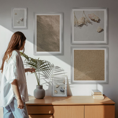 Set om 5 tavlor Stenar strand naturliga strukturer