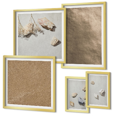 Set om 5 tavlor Stenar strand naturliga strukturer