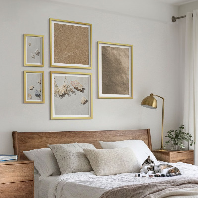 Set om 5 tavlor Stenar strand naturliga strukturer