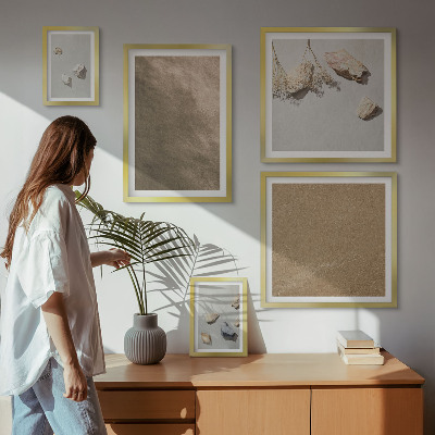 Set om 5 tavlor Stenar strand naturliga strukturer