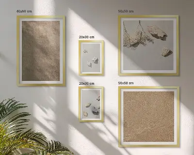 Tavelset med 5 delar stenar och naturliga texturer på stranden
