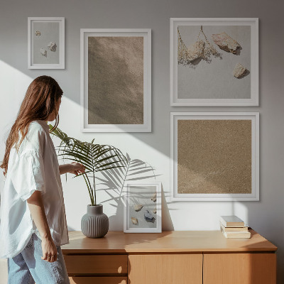 Set om 5 tavlor Stenar strand naturliga strukturer
