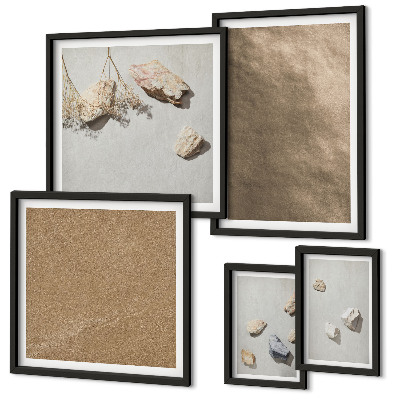 Set om 5 tavlor Stenar strand naturliga strukturer