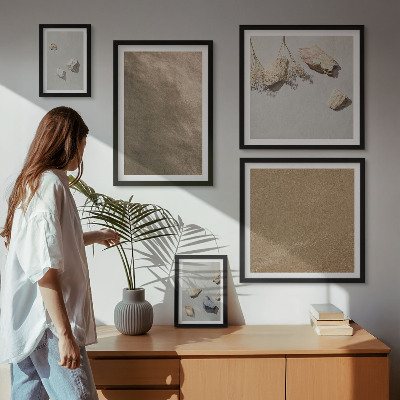 Set om 5 tavlor Stenar strand naturliga strukturer