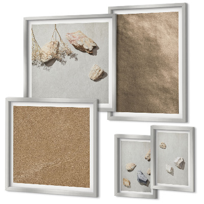 Set om 5 tavlor Stenar strand naturliga strukturer