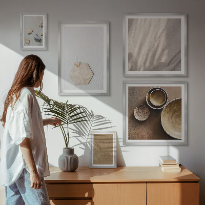 Tavelvägg med 5 tavlor Minimalistiska texturer varma