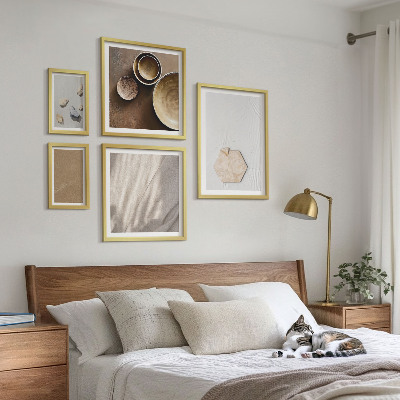 Tavelvägg med 5 tavlor Minimalistiska texturer varma