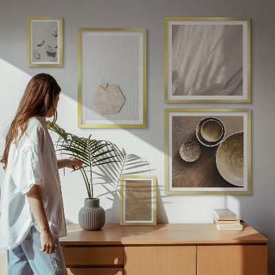 Tavelvägg med 5 tavlor Minimalistiska texturer varma