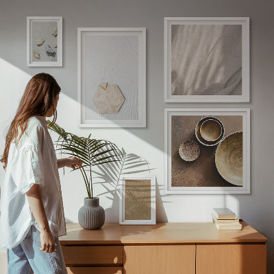 Tavelvägg med 5 tavlor Minimalistiska texturer varma