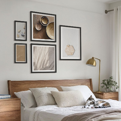Tavelvägg med 5 tavlor Minimalistiska texturer varma