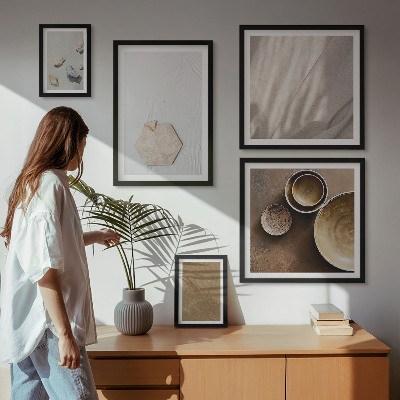 Tavelvägg med 5 tavlor Minimalistiska texturer varma