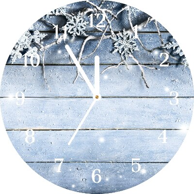 Rund klocka Okrągły Semester Snöflingor Vinter Frost