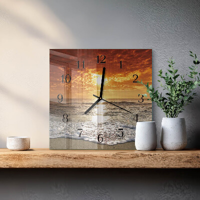 Väggklocka fyrkantig strand havet