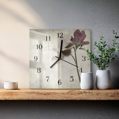 Väggklocka fyrkantig Vintageblomma