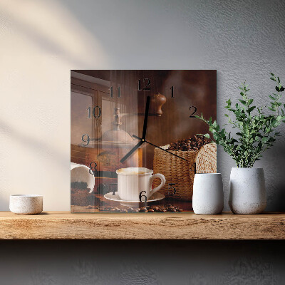 Glasklocka fyrkant En kopp kaffe