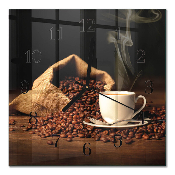Glasklocka fyrkant Kaffebönor