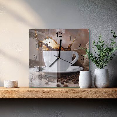 Väggklocka fyrkantig Kaffe