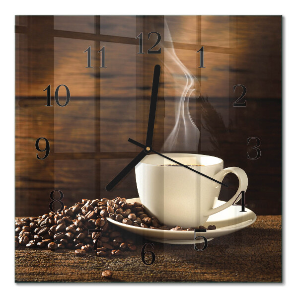 Väggklocka fyrkantig Kaffe