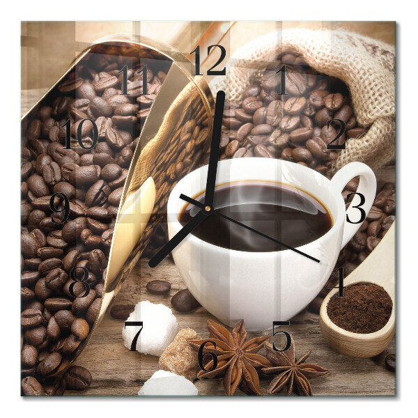 Väggklocka fyrkantig Kaffe