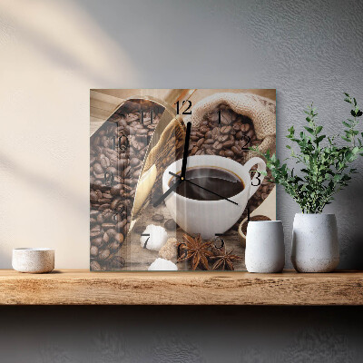 Väggklocka fyrkantig Kaffe